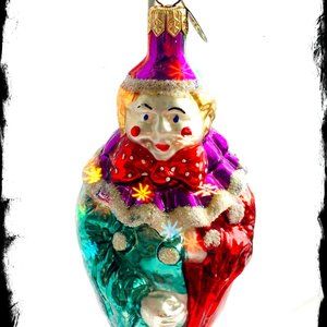 SALE Authentic Rare Christopher Radko Circus CLOWN Cute Hand Blown Glass Ornamen